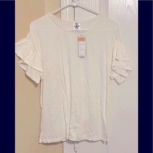 LAST! Size XL — Frill Sleeve top — white/ivory